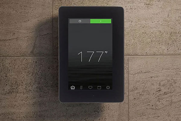 Sauna temperature controller showing 177 degrees